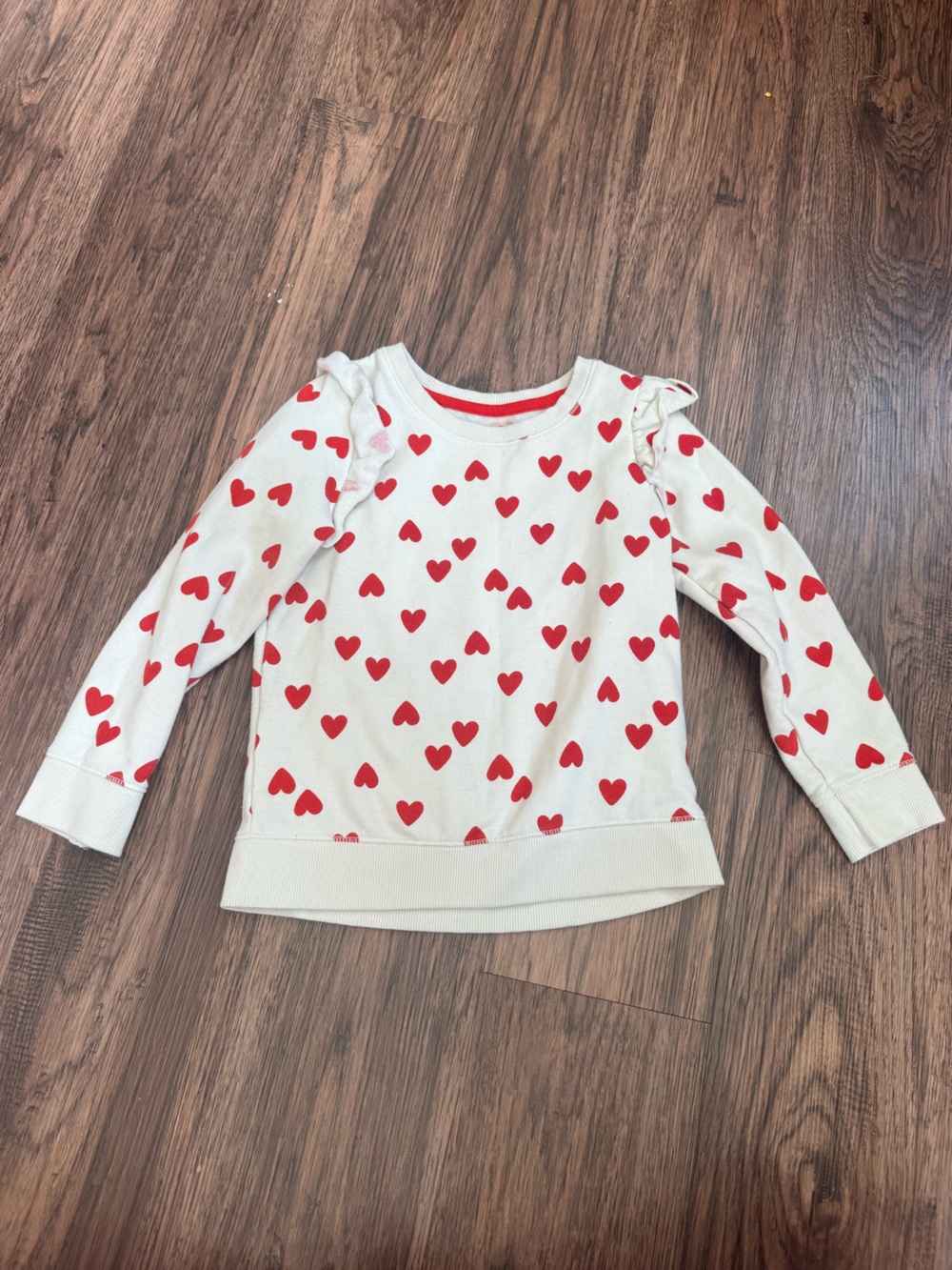 Cat & Jack Cream Sweatshirt with Red Heart Print